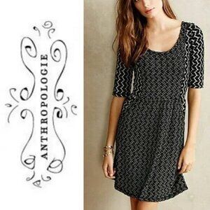 Anthropologie MP M P Saturday Sunday 1/2 Sleeve Dress Pockets Black Grey
